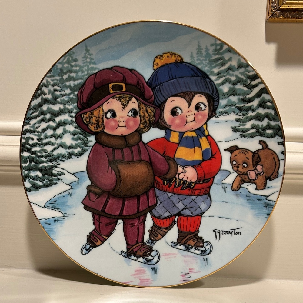 Vintage Dolly Dingle and Billie Bumps “Skaters’ Waltz” Collector’s Plate